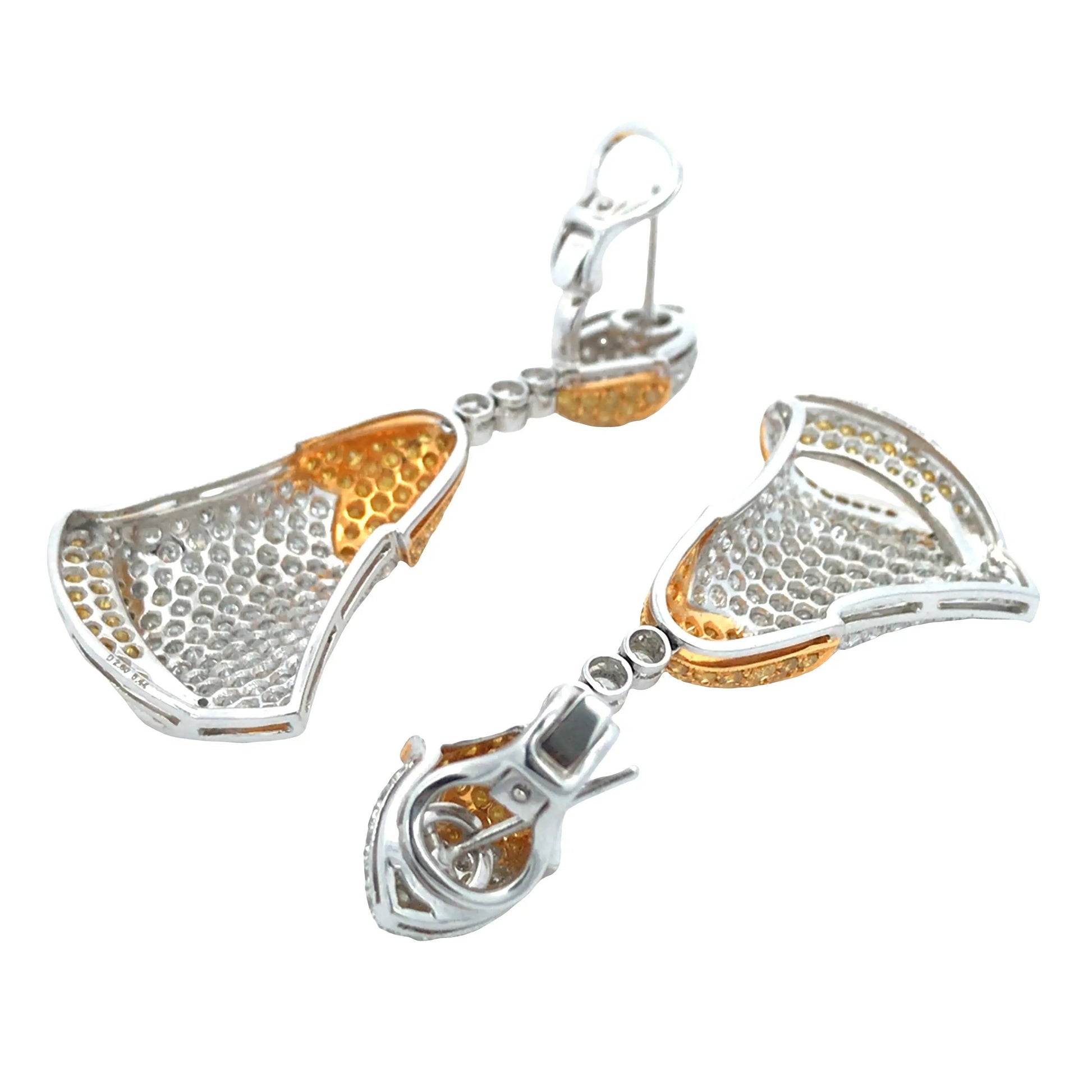 Platinum 18K Gold Yellow Diamond and Diamond Earrings Lueur Jewelry