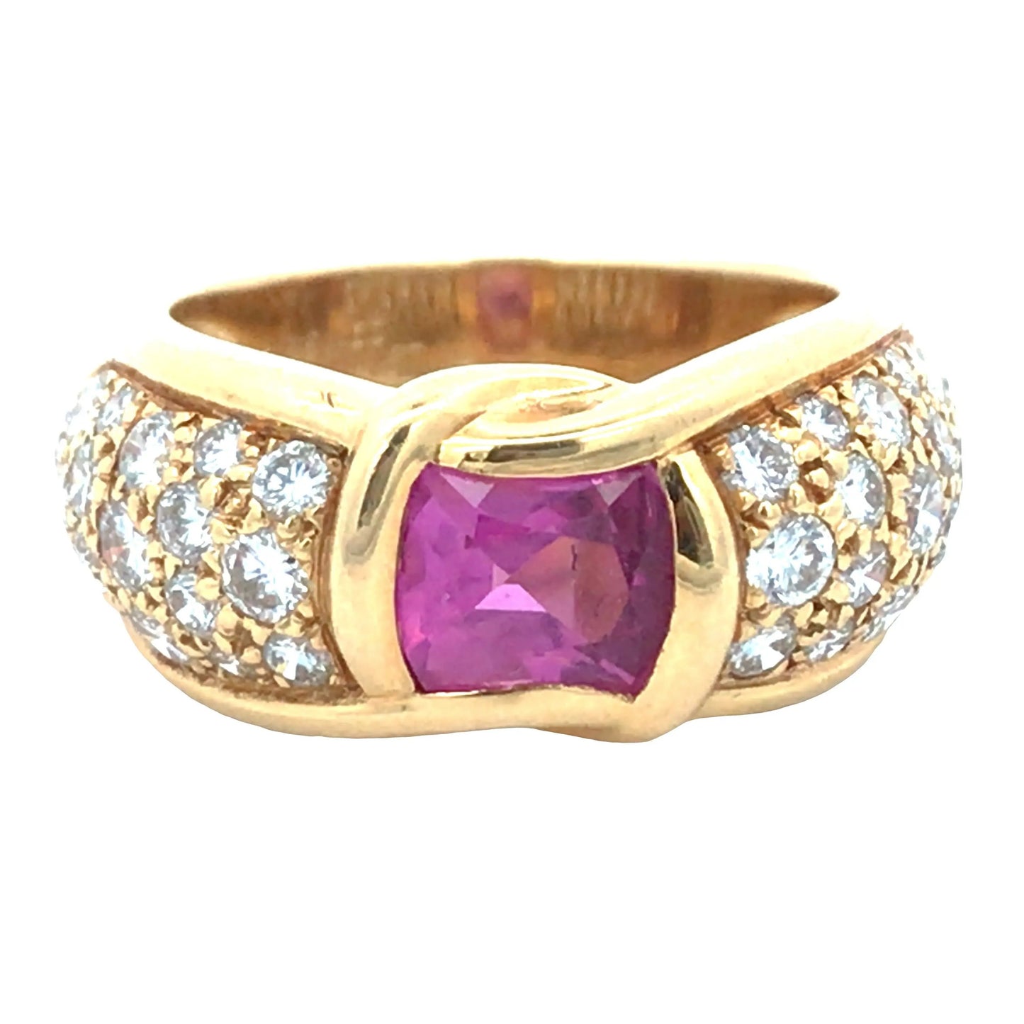 Chaumet, 18K Gold Pink Sapphire Diamond Ring Chaumet