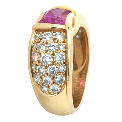 Chaumet, 18K Gold Pink Sapphire Diamond Ring Chaumet
