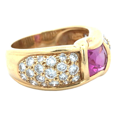 Chaumet, 18K Gold Pink Sapphire Diamond Ring Chaumet