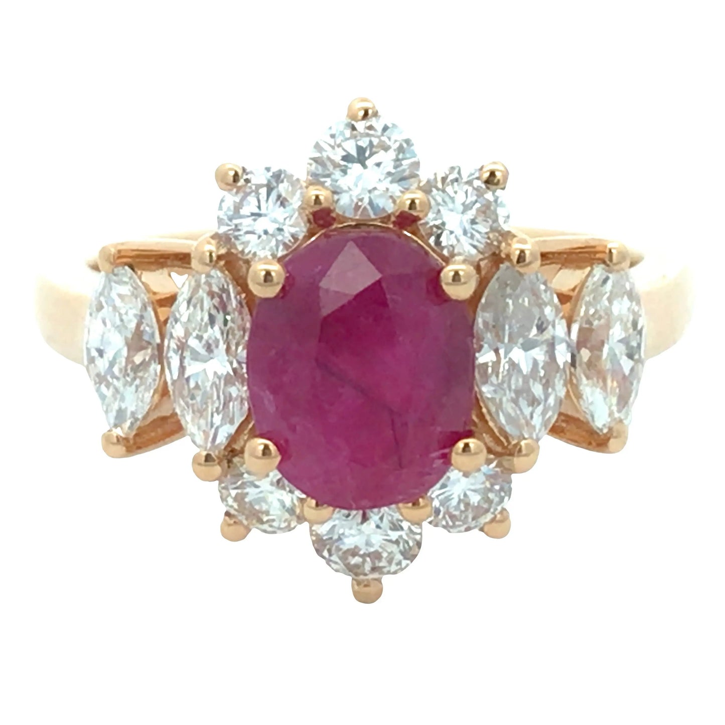 18K Gold 2.19ct Burma no-heat Ruby Diamond Ring, AGL Lueur Jewelry