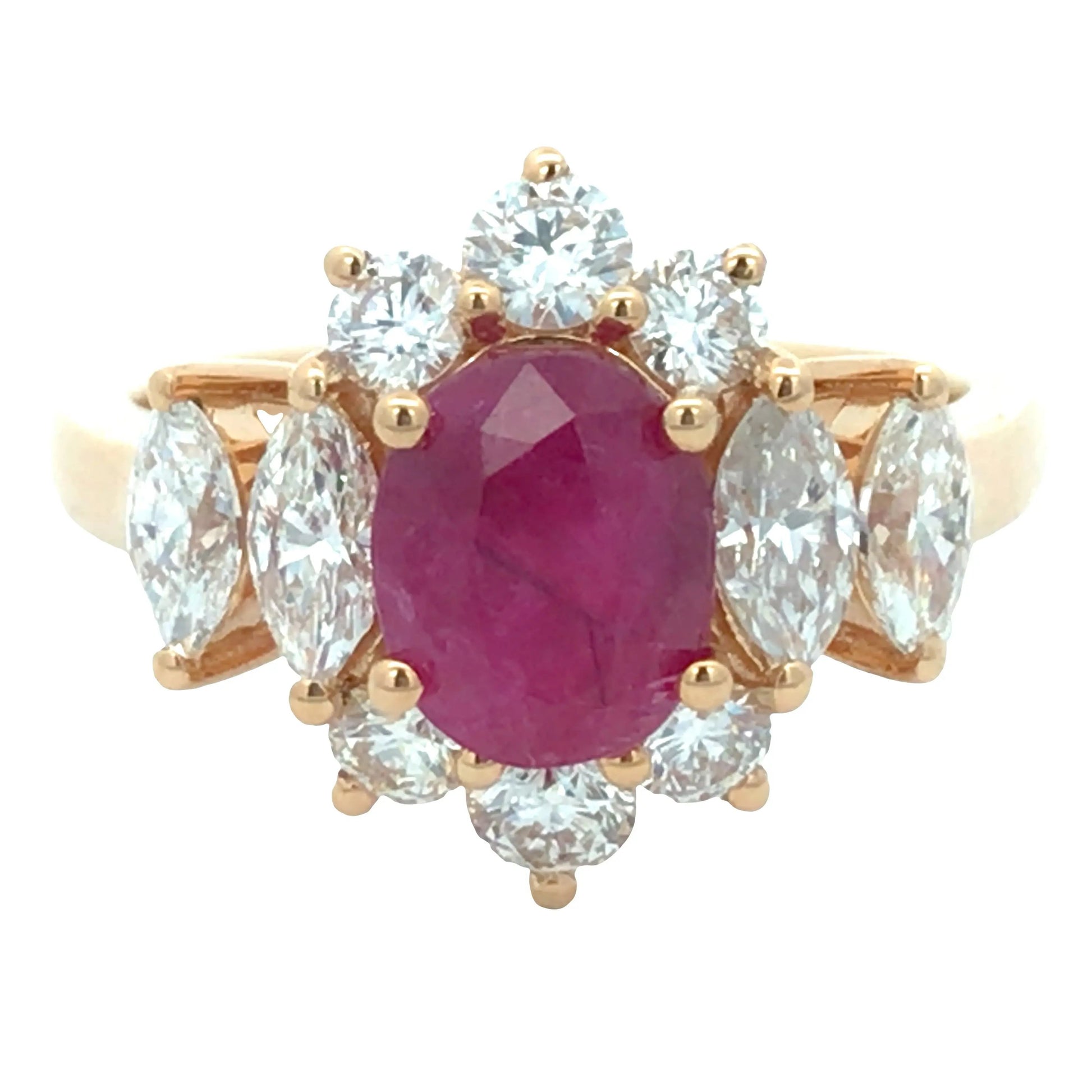 18K Gold 2.19ct Burma no-heat Ruby Diamond Ring, AGL Lueur Jewelry