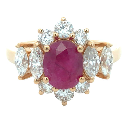18K Gold 2.19ct Burma no-heat Ruby Diamond Ring, AGL Lueur Jewelry