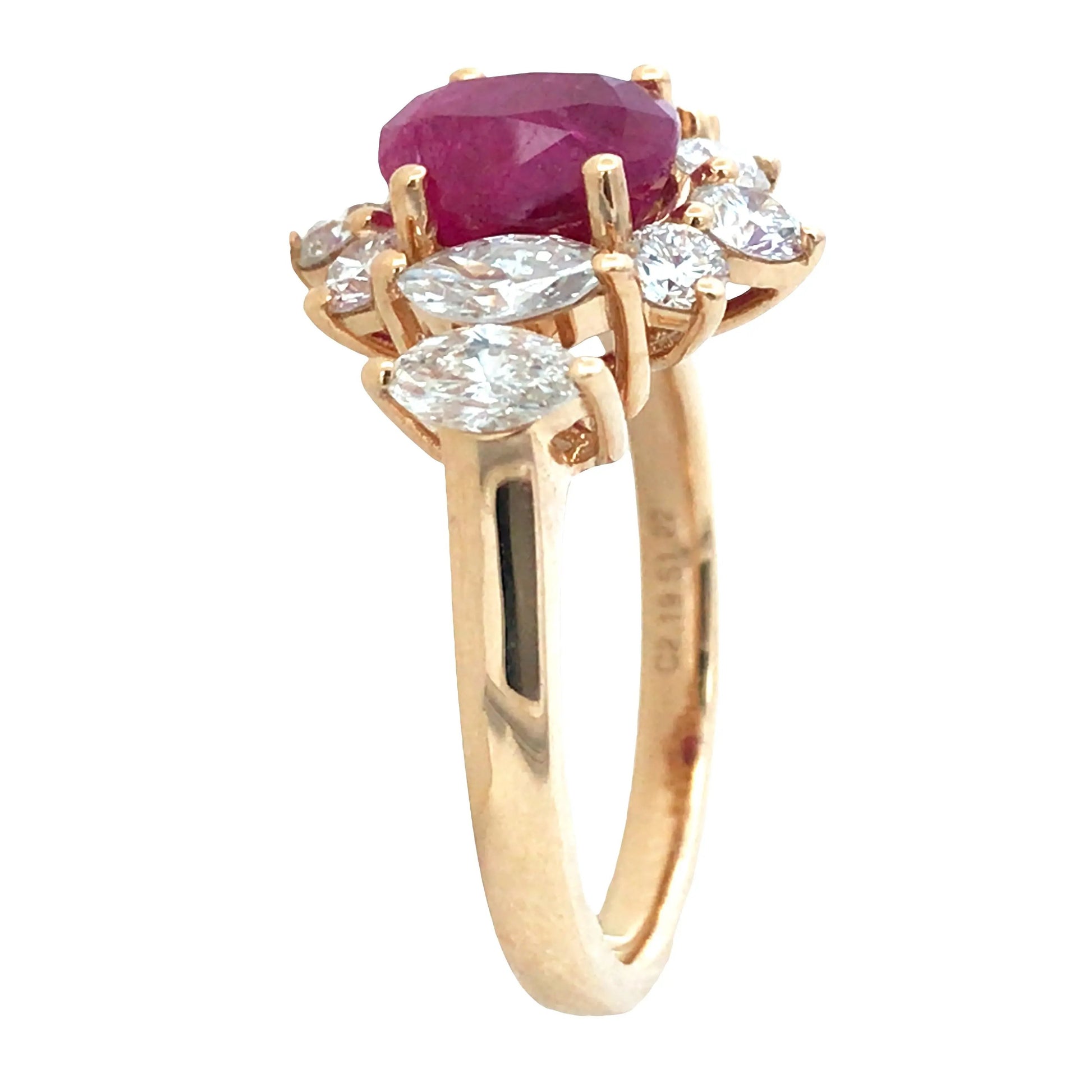 18K Gold 2.19ct Burma no-heat Ruby Diamond Ring, AGL Lueur Jewelry