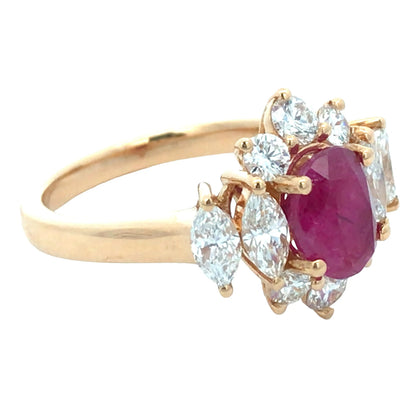 18K Gold 2.19ct Burma no-heat Ruby Diamond Ring, AGL Lueur Jewelry