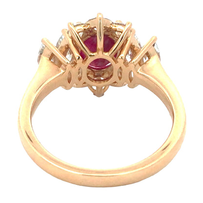 18K Gold 2.19ct Burma no-heat Ruby Diamond Ring, AGL Lueur Jewelry