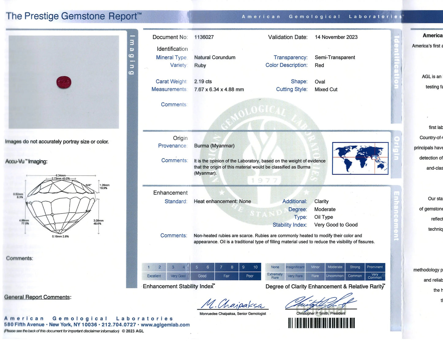 18K Gold 2.19ct Burma no-heat Ruby Diamond Ring, AGL Lueur Jewelry