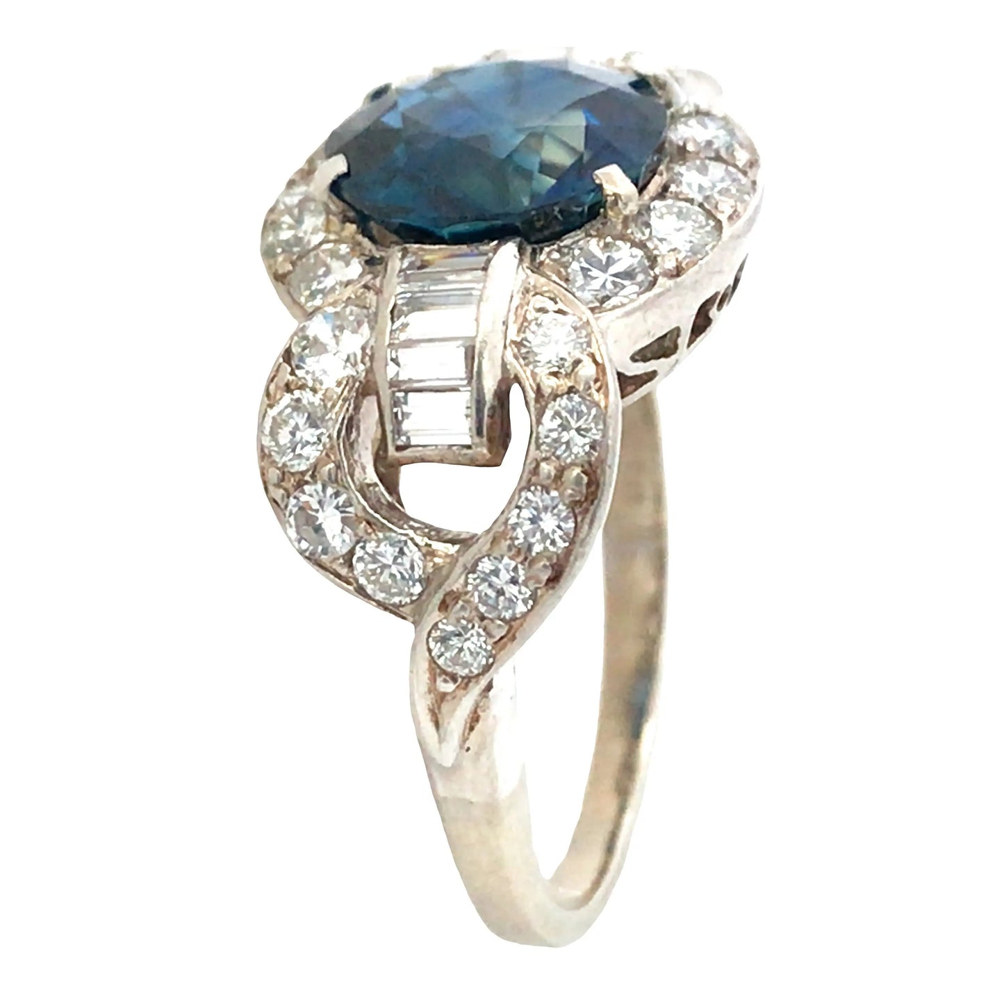 Art Deco Platinum 3.4ct Burma no-heat Sapphire Diamond Ring, GIA Lueur Jewelry