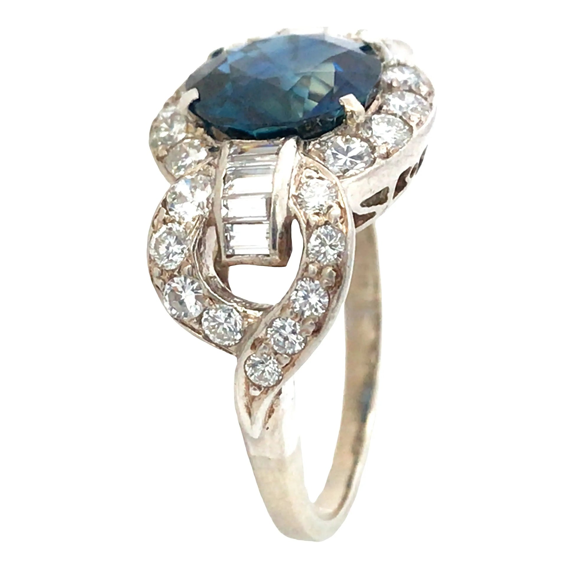 Art Deco Platinum 3.4ct Burma no-heat Sapphire Diamond Ring, GIA Lueur Jewelry
