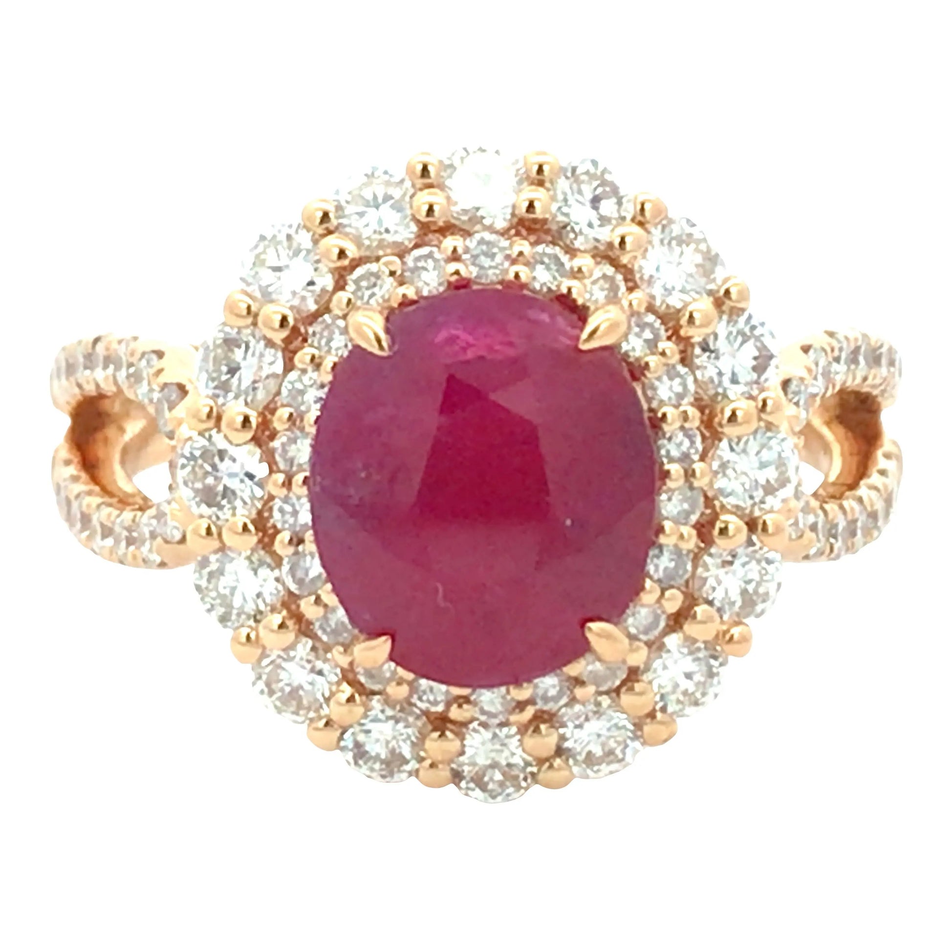 18K Gold 2.71ct no-heat Ruby Diamond Ring, AGL Lueur Jewelry