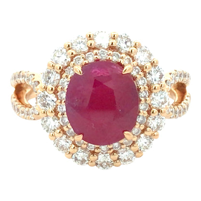 18K Gold 2.71ct no-heat Ruby Diamond Ring, AGL Lueur Jewelry