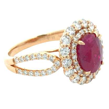 18K Gold 2.71ct no-heat Ruby Diamond Ring, AGL Lueur Jewelry
