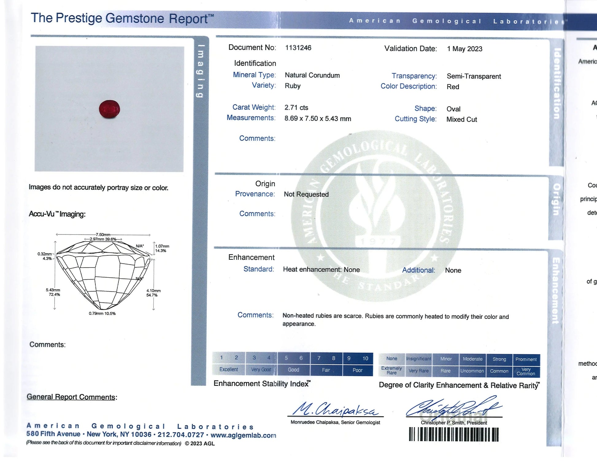 18K Gold 2.71ct no-heat Ruby Diamond Ring, AGL Lueur Jewelry