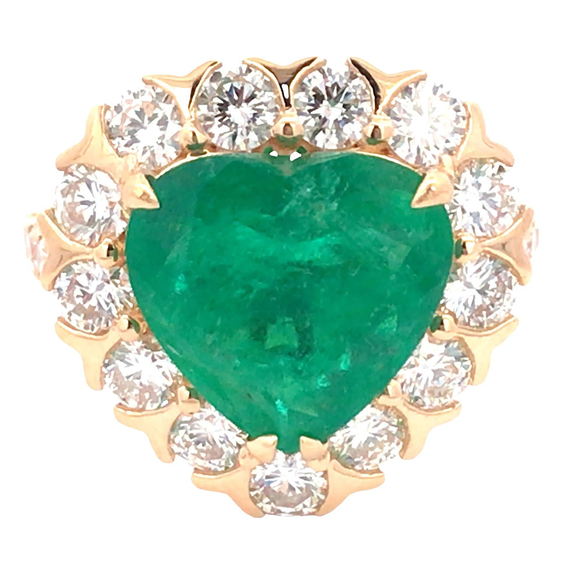 18K Gold 3.22ct Colombia minor Emerald Diamond Ring, AGL Lueur Jewelry