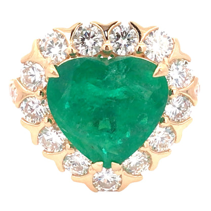 18K Gold 3.22ct Colombia minor Emerald Diamond Ring, AGL Lueur Jewelry