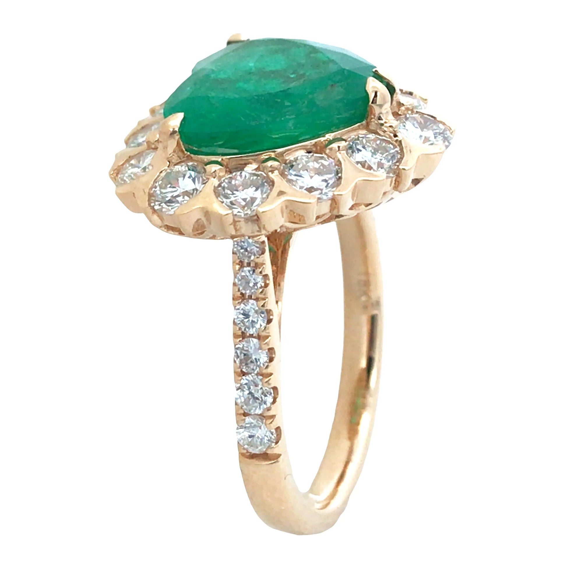 18K Gold 3.22ct Colombia minor Emerald Diamond Ring, AGL Lueur Jewelry