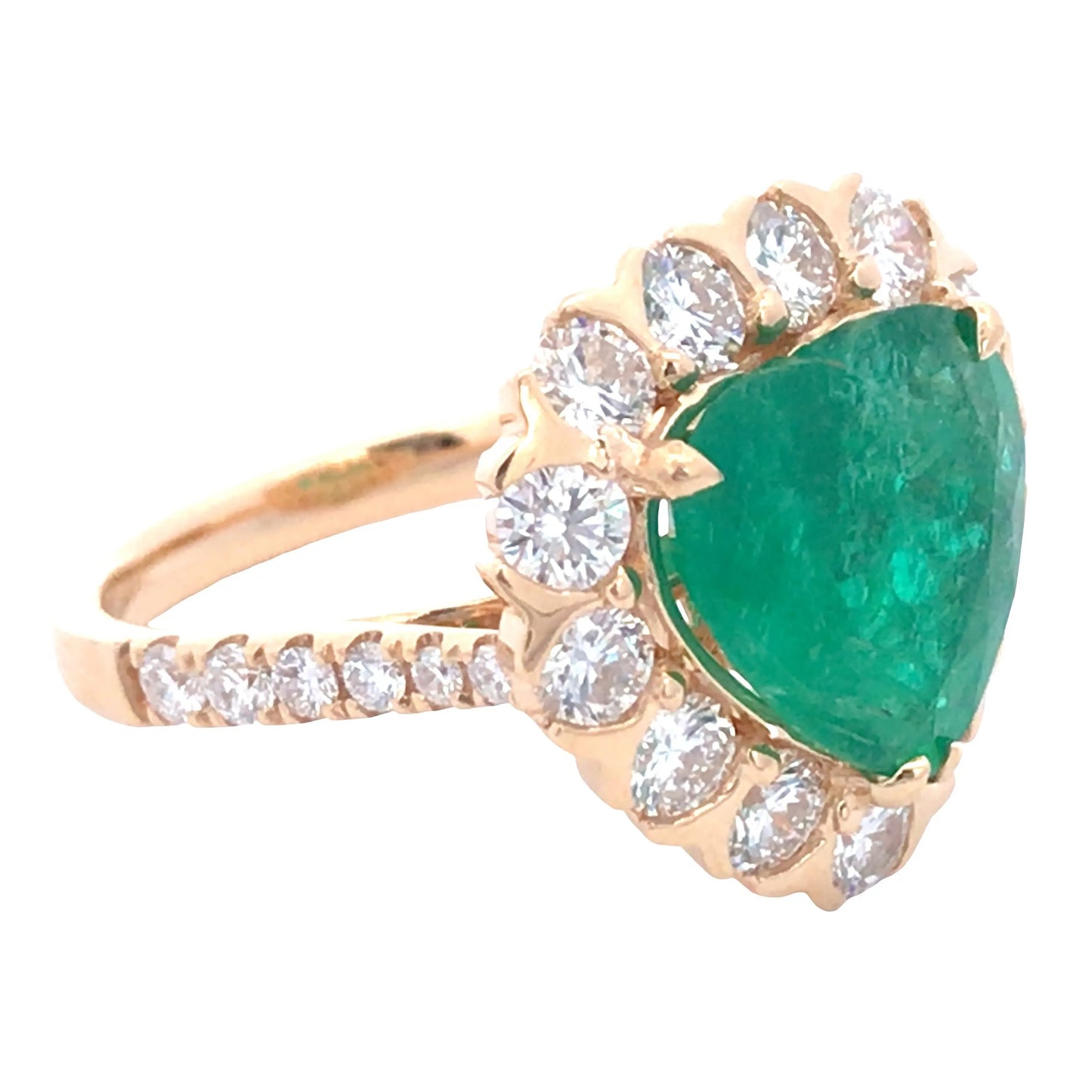 18K Gold 3.22ct Colombia minor Emerald Diamond Ring, AGL Lueur Jewelry