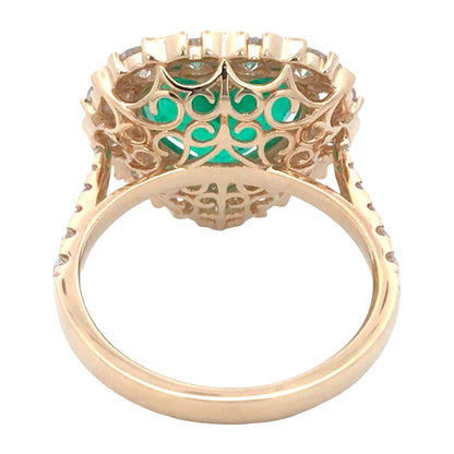 18K Gold 3.22ct Colombia minor Emerald Diamond Ring, AGL Lueur Jewelry