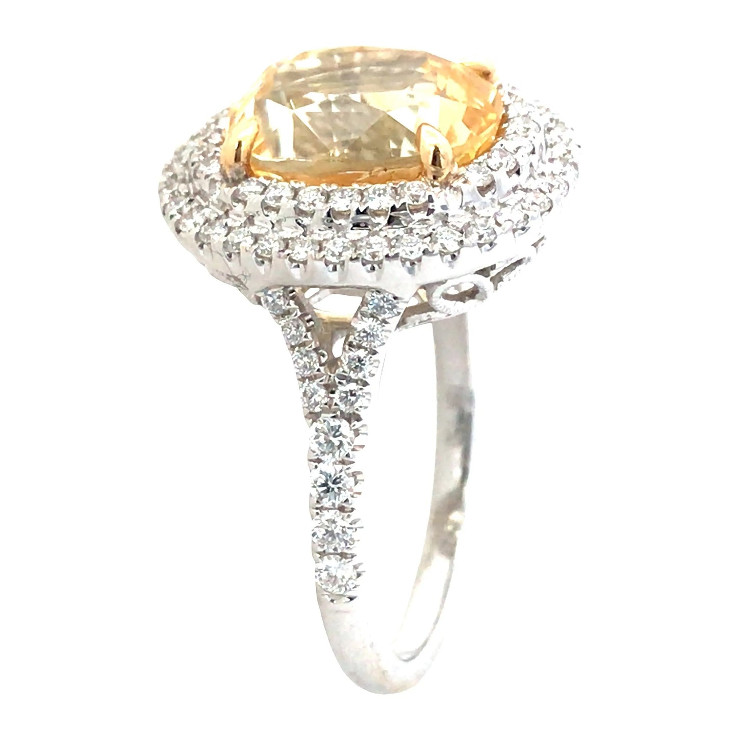 18K Gold 5.73ct Yellow Sapphire Diamond Ring Lueur Jewelry