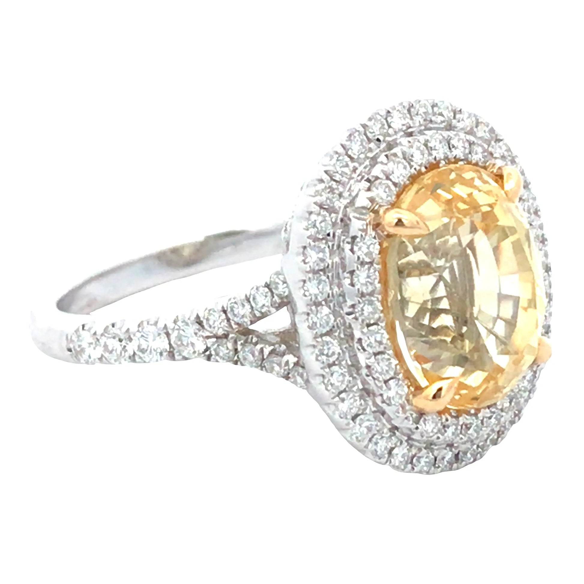 18K Gold 5.73ct Yellow Sapphire Diamond Ring Lueur Jewelry