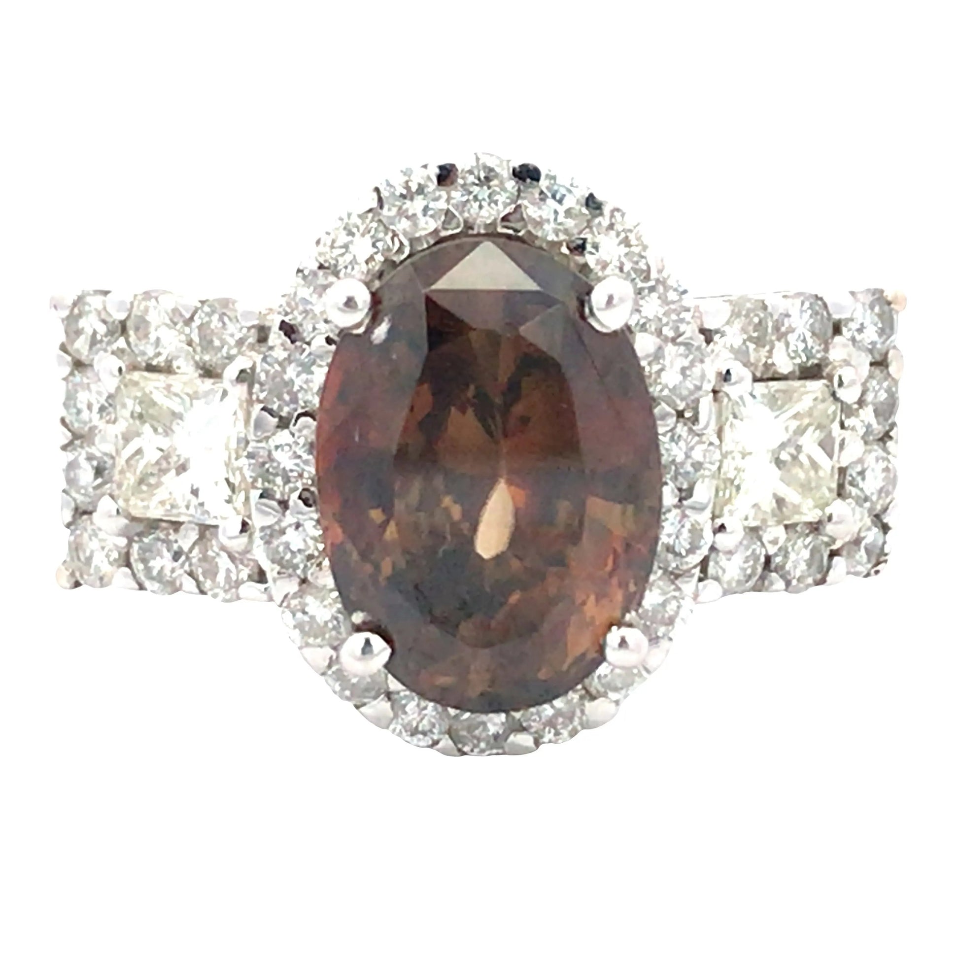 14K Gold Cassiterite Diamond Ring, GIA Lueur Jewelry