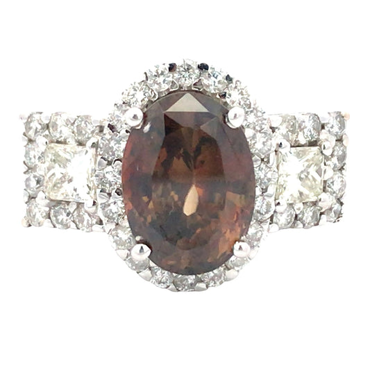 14K Gold Cassiterite Diamond Ring, GIA Lueur Jewelry