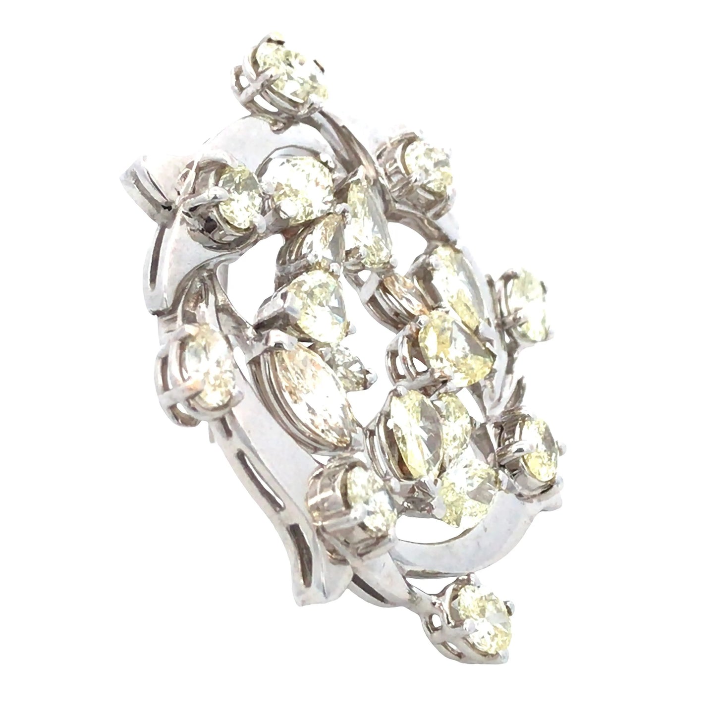 Platinum Yellow Diamond Circle Brooch, GIA Lueur Jewelry