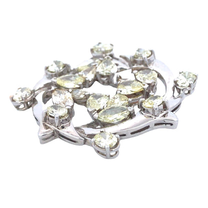 Platinum Yellow Diamond Circle Brooch, GIA Lueur Jewelry