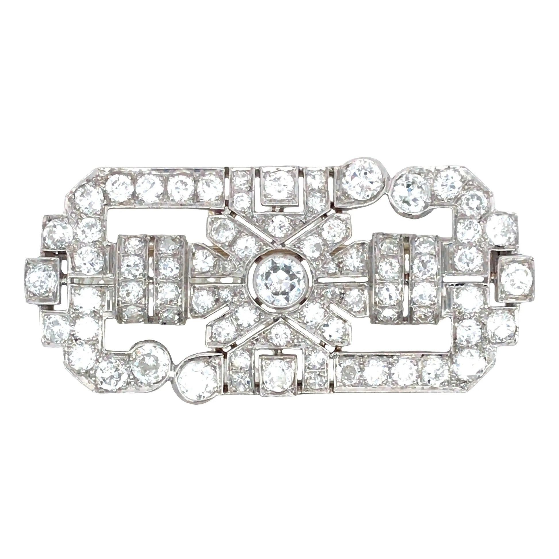 Platinum Diamond Brooch Lueur Jewelry