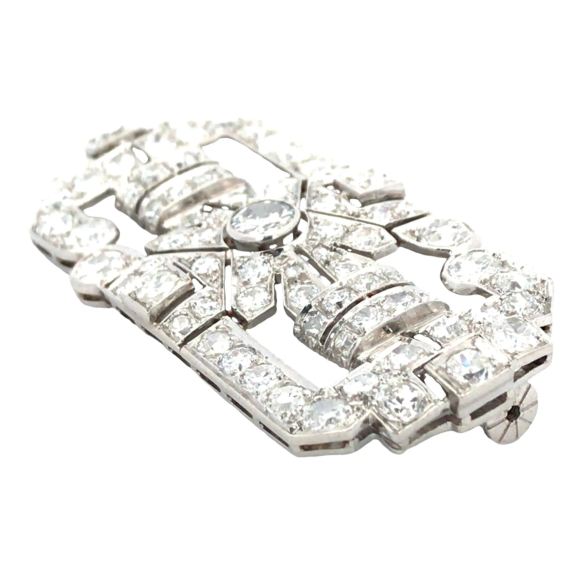 Platinum Diamond Brooch Lueur Jewelry
