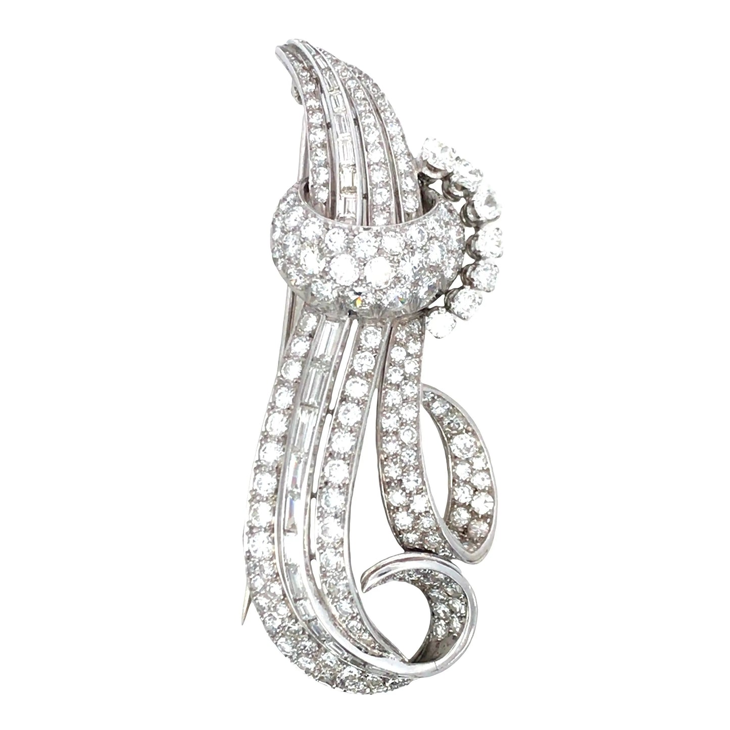 Platinum Diamond Brooch Lueur Jewelry