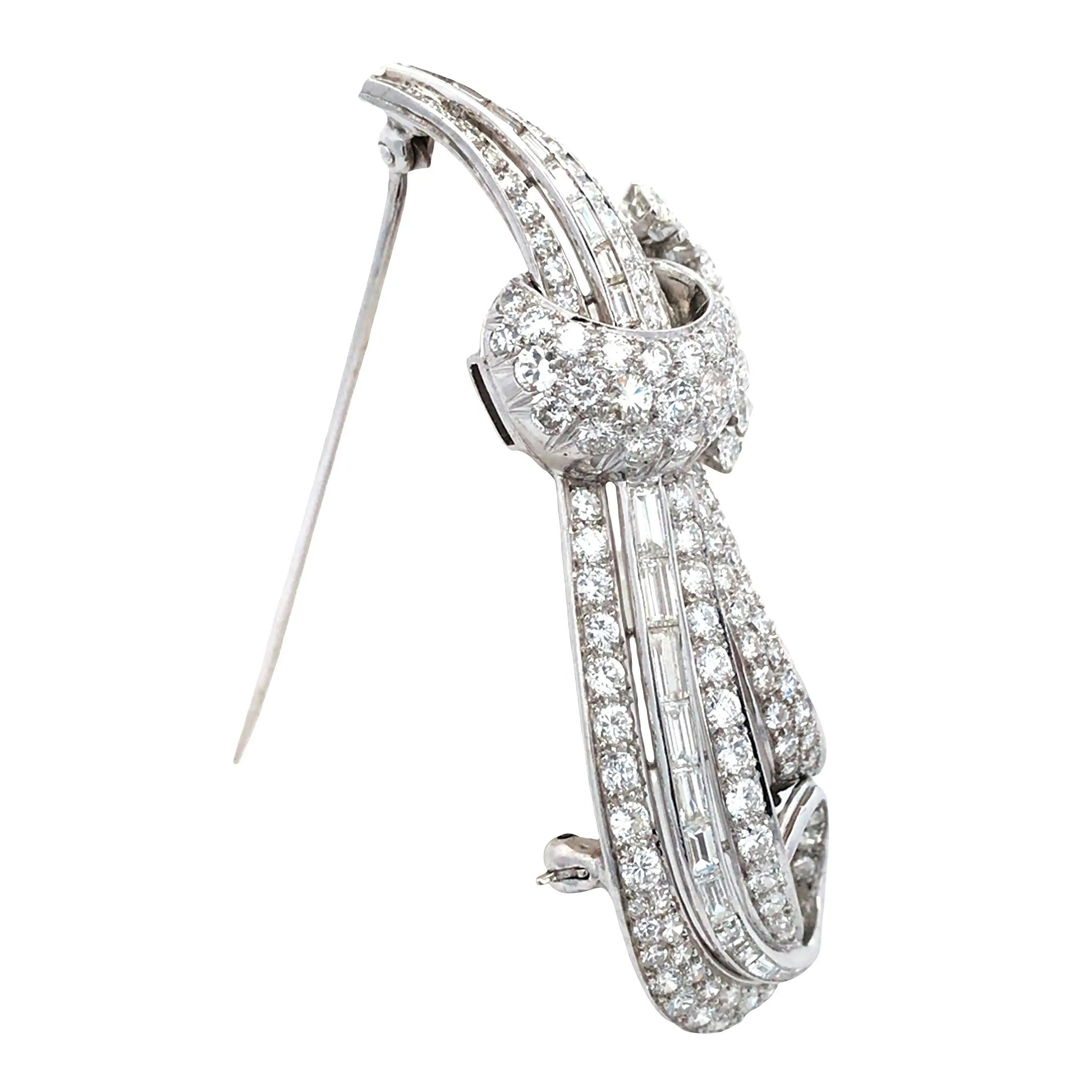 Platinum Diamond Brooch Lueur Jewelry