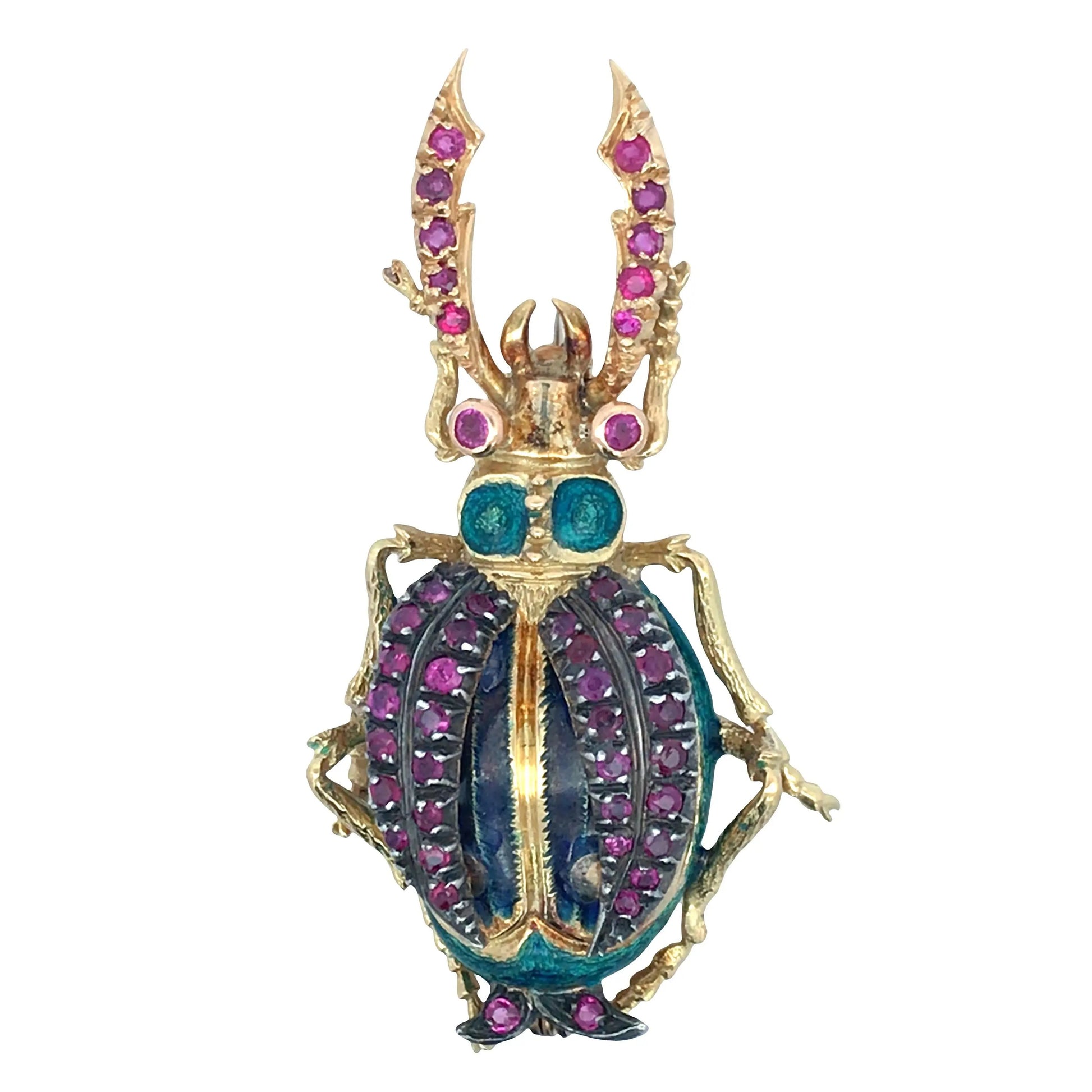 18K Gold Gemstone Bug Brooch Lueur Jewelry