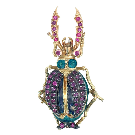 18K Gold Gemstone Bug Brooch Lueur Jewelry