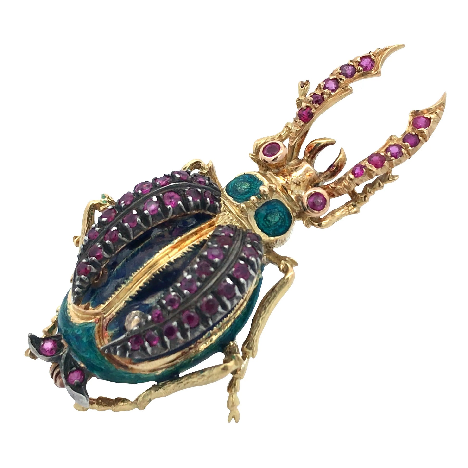 18K Gold Gemstone Bug Brooch Lueur Jewelry
