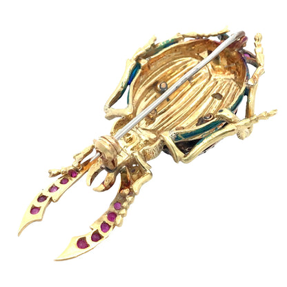 18K Gold Gemstone Bug Brooch Lueur Jewelry