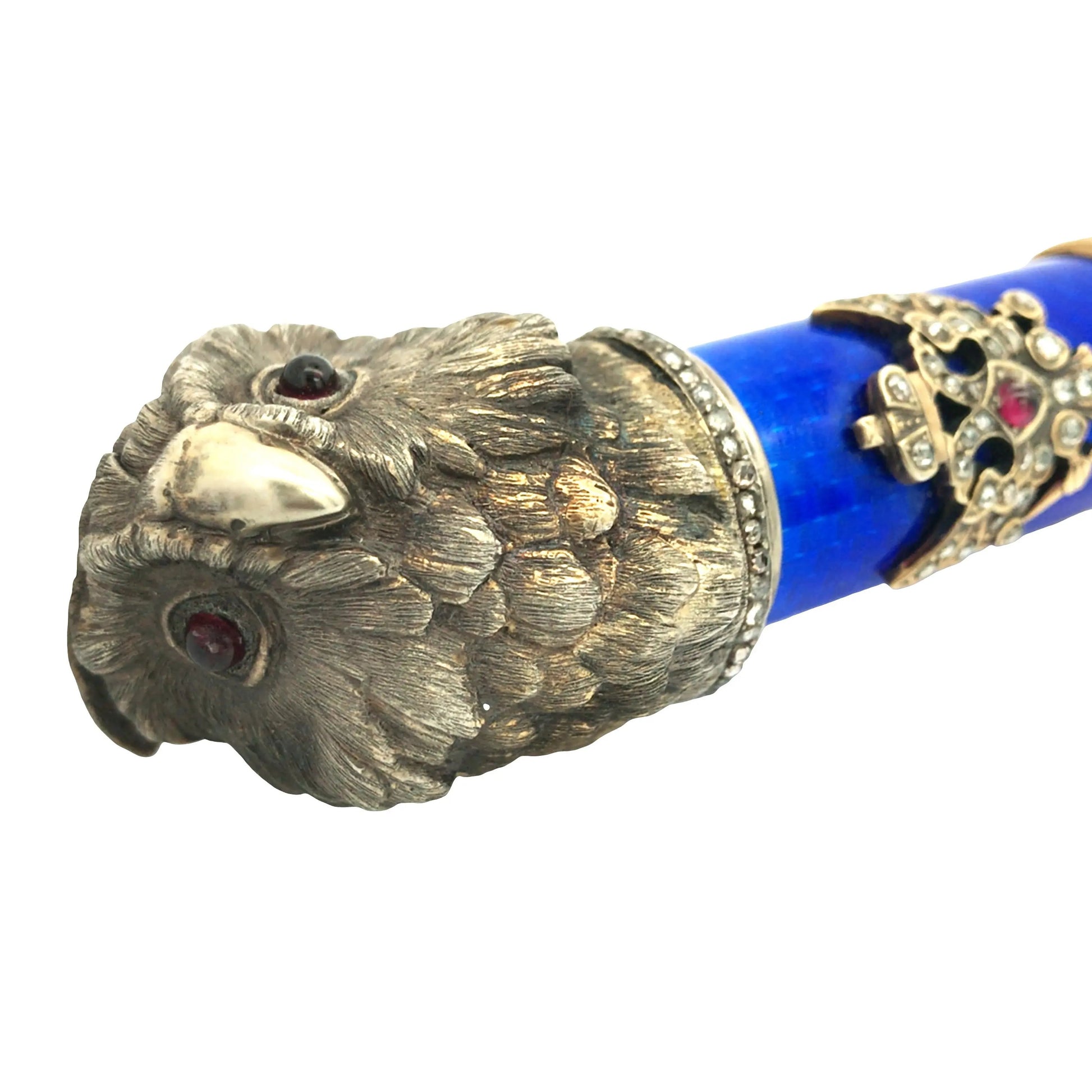 Faberge, Gold Guilloche Letter Opener with an Owl Faberge