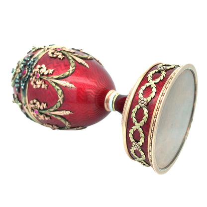 Faberge, Gold Red Guilloche Enamel with Hidden Elephant Faberge