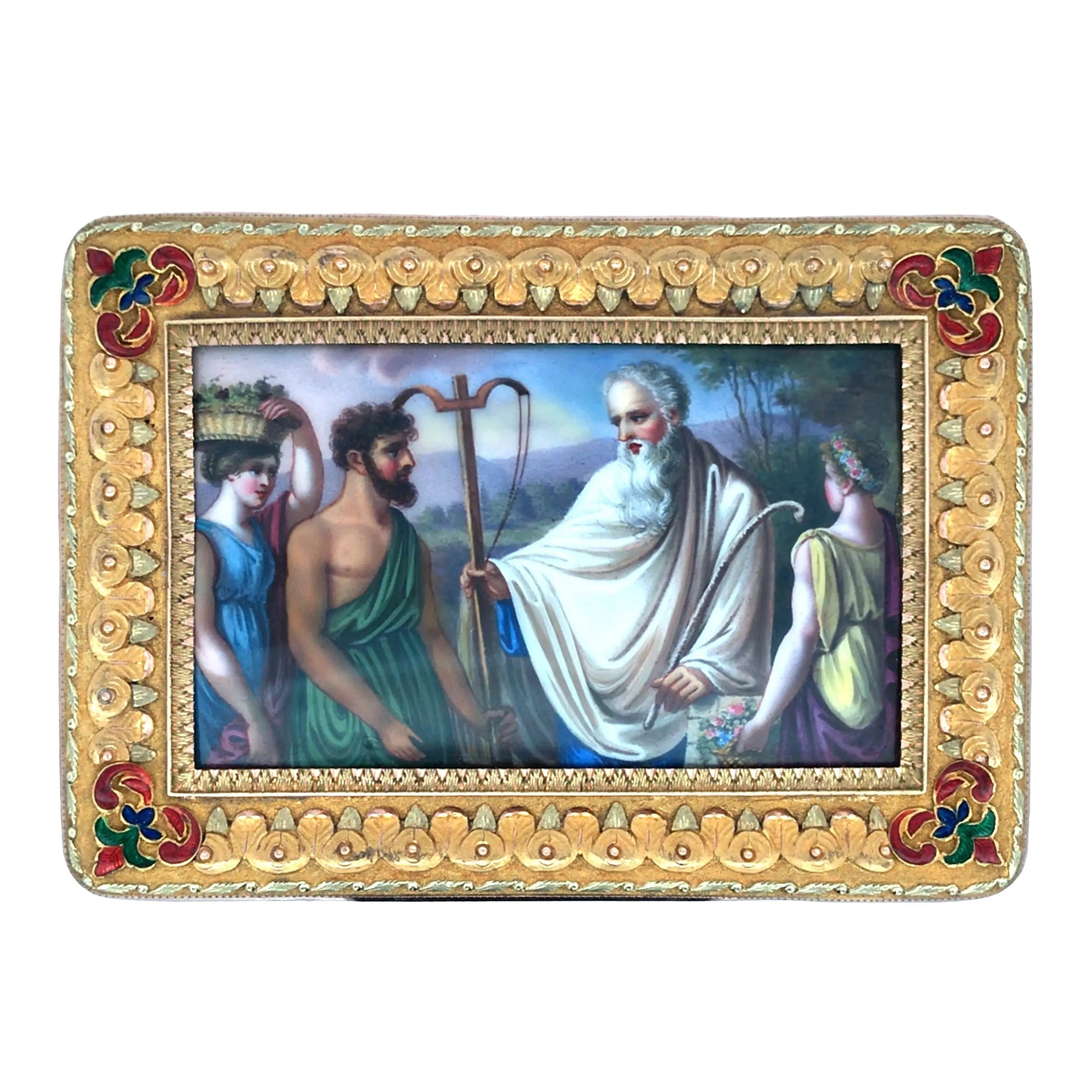 Gold Box with Porcelain Painting Lueur Jewelry