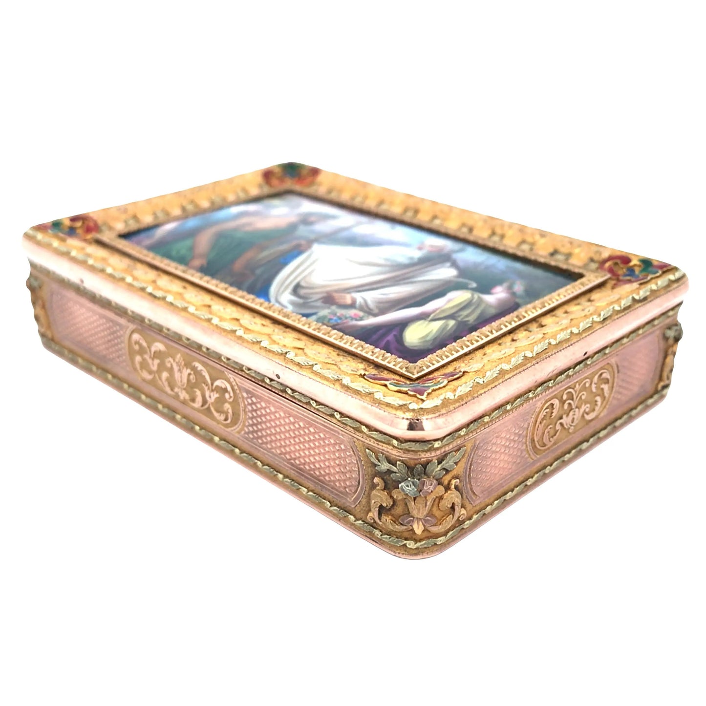 Gold Box with Porcelain Painting Lueur Jewelry