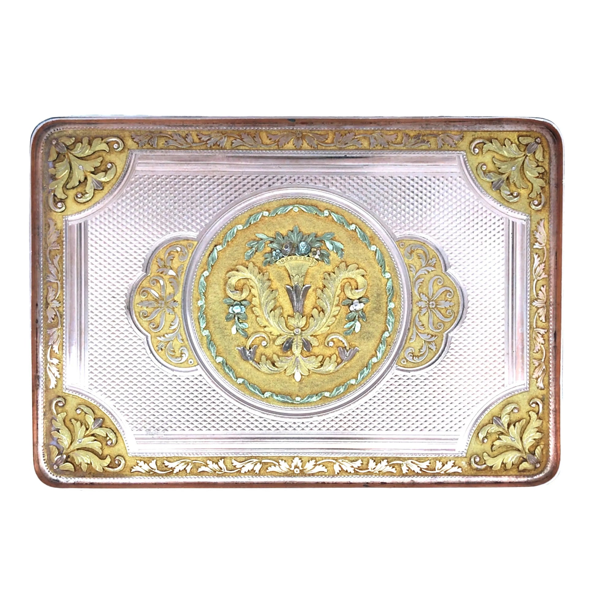 Gold Box with Porcelain Painting Lueur Jewelry