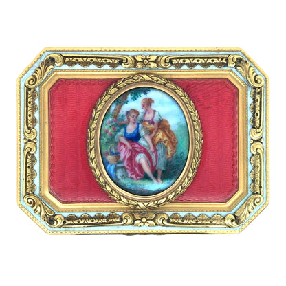 Gold Box with Porcelain Painting Lueur Jewelry