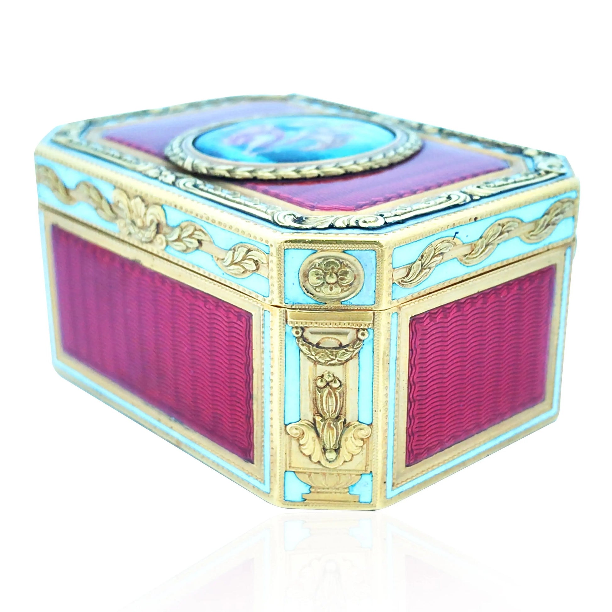 Gold Box with Porcelain Painting Lueur Jewelry