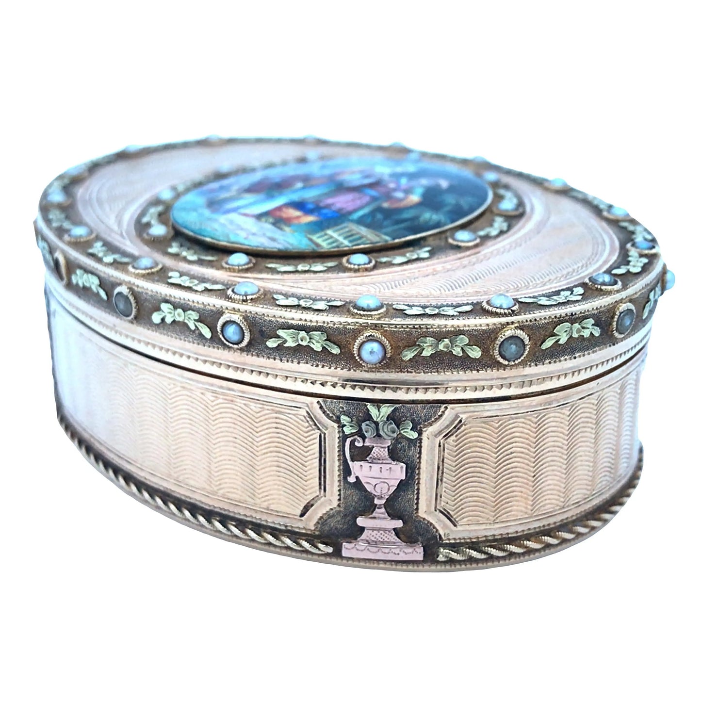 Oval Gold Box with Painting Lueur Jewelry