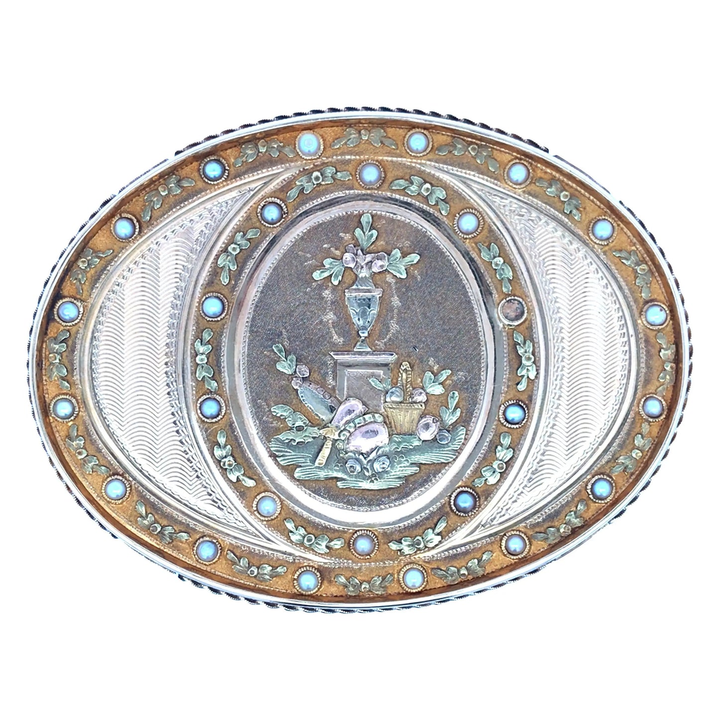 Oval Gold Box with Painting Lueur Jewelry