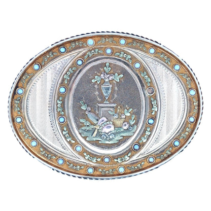 Oval Gold Box with Painting Lueur Jewelry