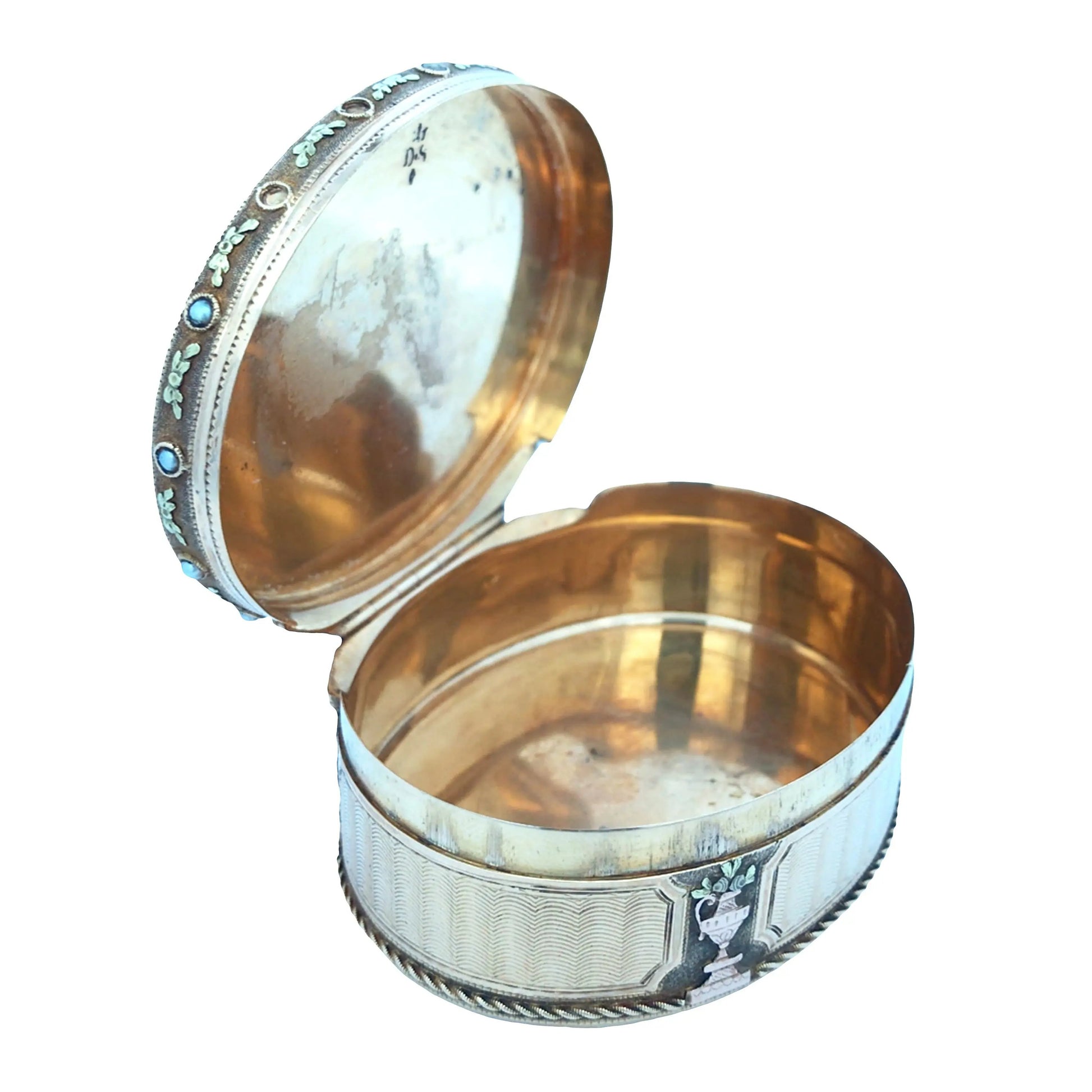 Oval Gold Box with Painting Lueur Jewelry