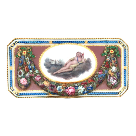 Gold Box with Porcelain Painting Lueur Jewelry