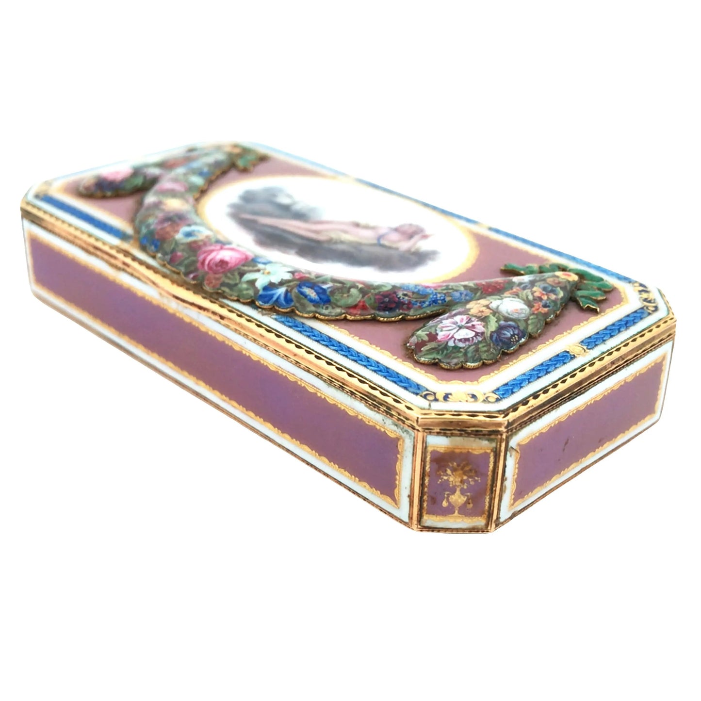 Gold Box with Porcelain Painting Lueur Jewelry
