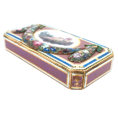 Gold Box with Porcelain Painting Lueur Jewelry